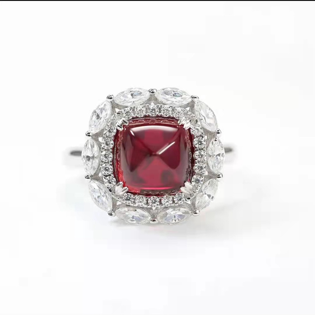 Bộ Dây Chuyền Mặt Đá Ruby Màu Đỏ Sang Trọng Cho Nữ-JHS2-S