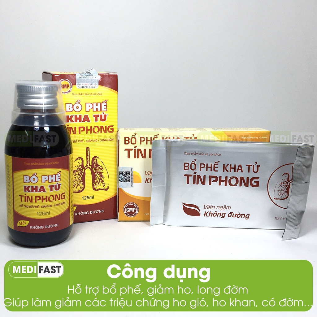 Bổ phế không đường Tín Phong - viên ngậm và siro hỗ trợ giảm ho đau họng từ bạc hà, mơ muối và thảo dược