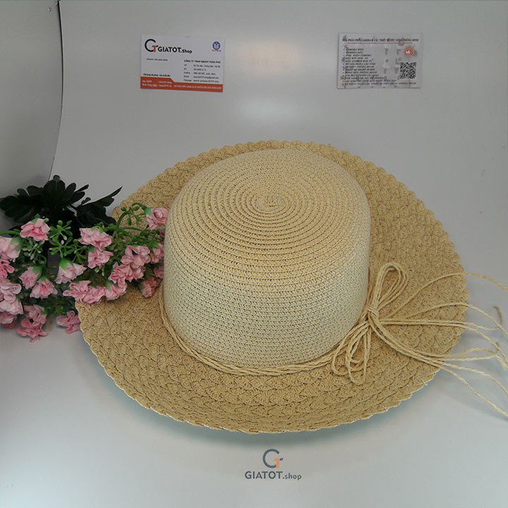 Mũ cói đan vành đi biển, thời trang cao cấp GIATOT.shop, ảnh thật