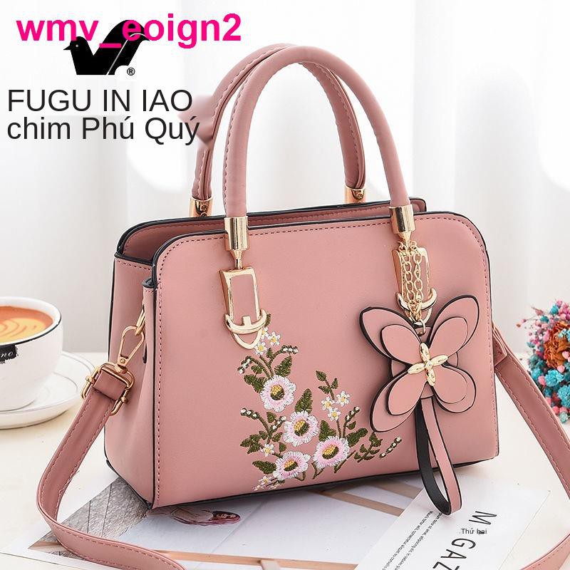 Fugui Bird Bag Túi xách 2021 Thời trang mới Hoa thêu hoang dã Vai đơn Người phụ nữ trung niên Mẹ