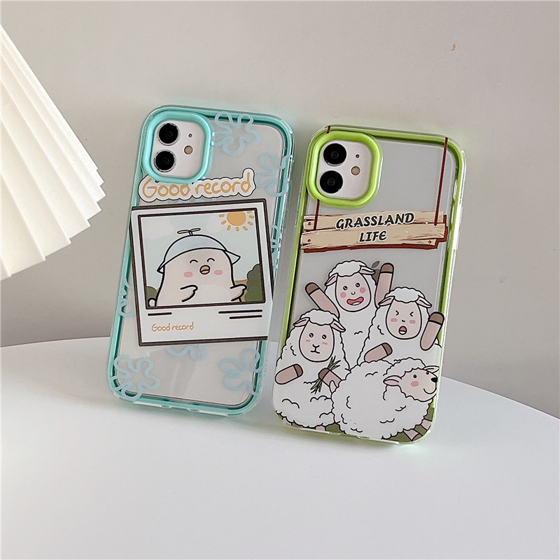 Ốp Điện Thoại Mềm Hình Cừu Xanh 3 Trong 1 Cho iphone 13 12 Mini Pro Max 6 6s 7 8 Plus XR XS Max 11 Pro Max