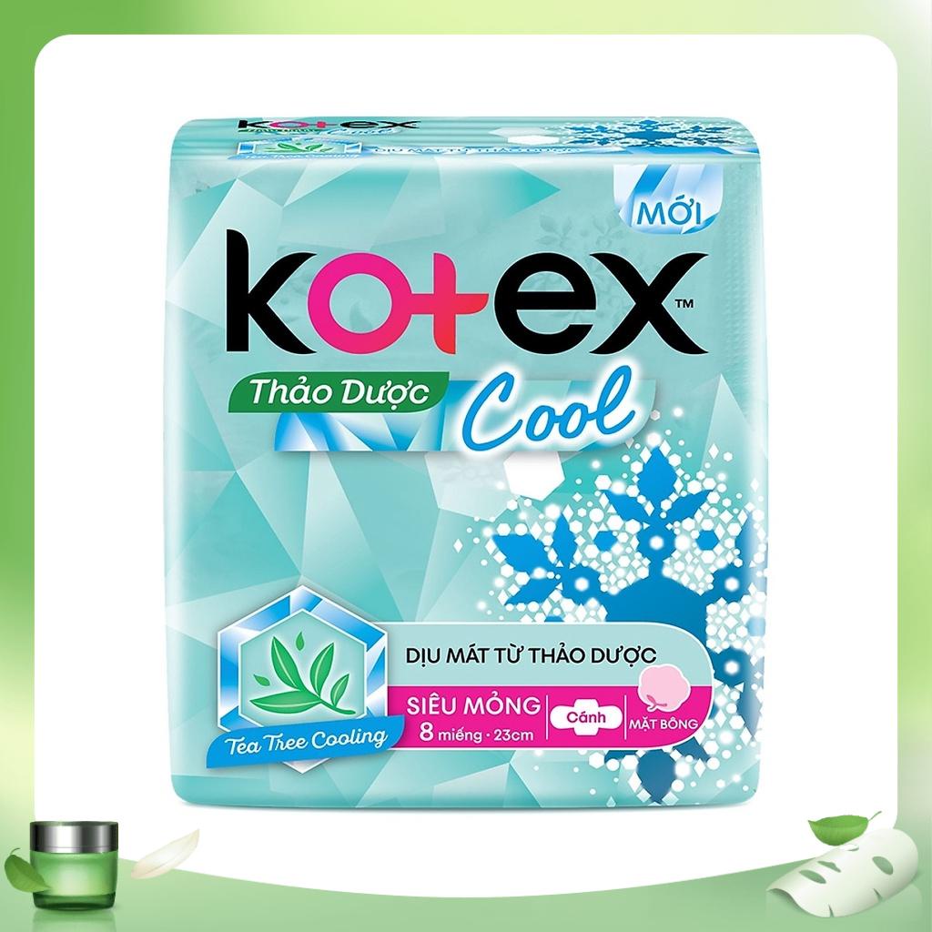 Lốc 8 gói BVS Kotex Max Cool  Siêu Mềm Cánh 23cm - 8 miếng