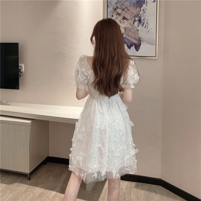 🌸Hàng Quảng Châu🌸Váy Công Chúa Thêu Bướm Tay Ren Nhẹ Nhàng Nữ Tính🌸 Váy Thiết Kế