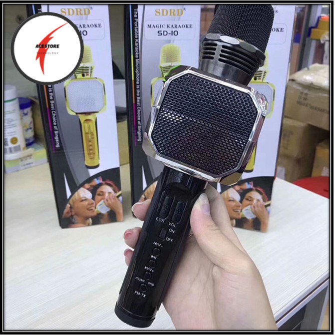 Micro karaoke bluetooth  FREESHIP Micro không dây SD-10 có loa cao cấp Siêu phẩm Mic bass chuẩn - BH 6 tháng