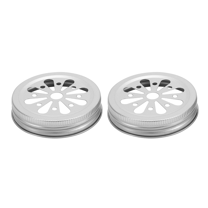 16 cái Miệng thông thường Mason có thể Nắp bình chống rỉ Daisy Cắt với lỗ rơm Nắp hoa rỗng cho bóng , lọ đóng hộp,Etc