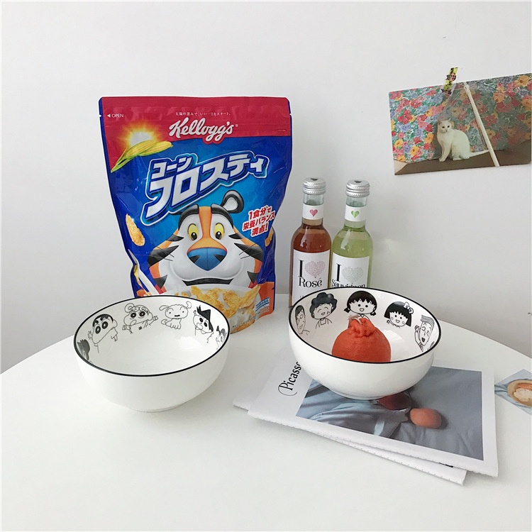 Bát, Tô Sứ In Hình Hoạt Hình Cartoon Shin Maruko Snoopy Bowl