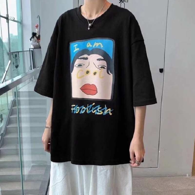 Áo Thun Tay Ngắn Dáng Rộng In Họa Tiết Hoạt Hình Phong Cách Hip Hop Đường Phố Hàn Quốc Thời Trang Cho Nam Và Nữ [M-8XL]