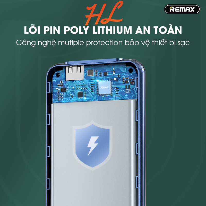 Pin Sạc Dự Phòng Remax RPP-218 10000mAh Sạc Nhanh QC3.0, PD18W, 22.5W, VOOC 2.0 (TÍCH HỢP CÁP SẠC) - BH 1 Năm