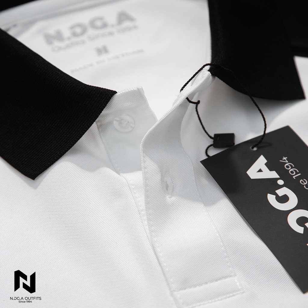 Áo Polo Nam N.GG.A phối màu trắng đen kiểu dáng lịch sự chất cotton 100% siêu thoáng mát - Đủ size