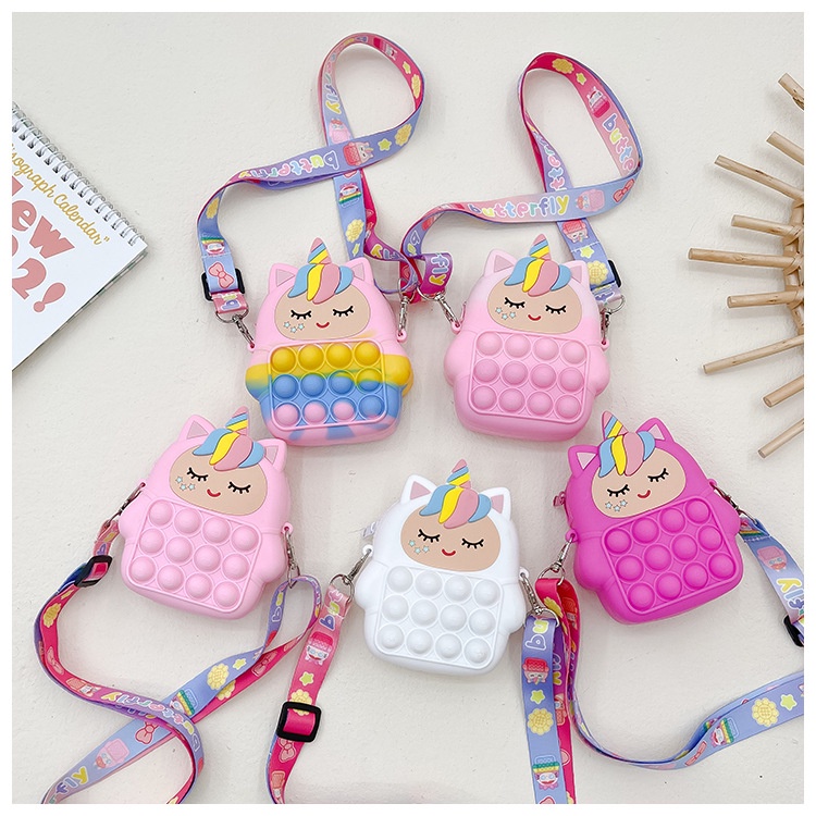 Túi Pop It giảm căng thẳng stress hiệu quả, Pop it túi mini đeo chéo siêu xinh cho bé