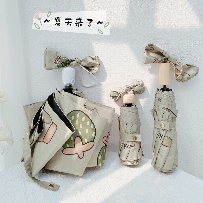 Dù Gấp Tự Động Chống Tia Cực Tím Họa Tiết Dễ Thương
