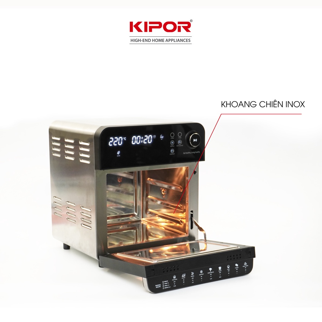 Nồi chiên không dầu KIPOR KP-AF657 - 15L - Lò nướng điển tử RAPID AIR nhiệt tối đa 230 độ - Bảo hành tại nhà 12 tháng