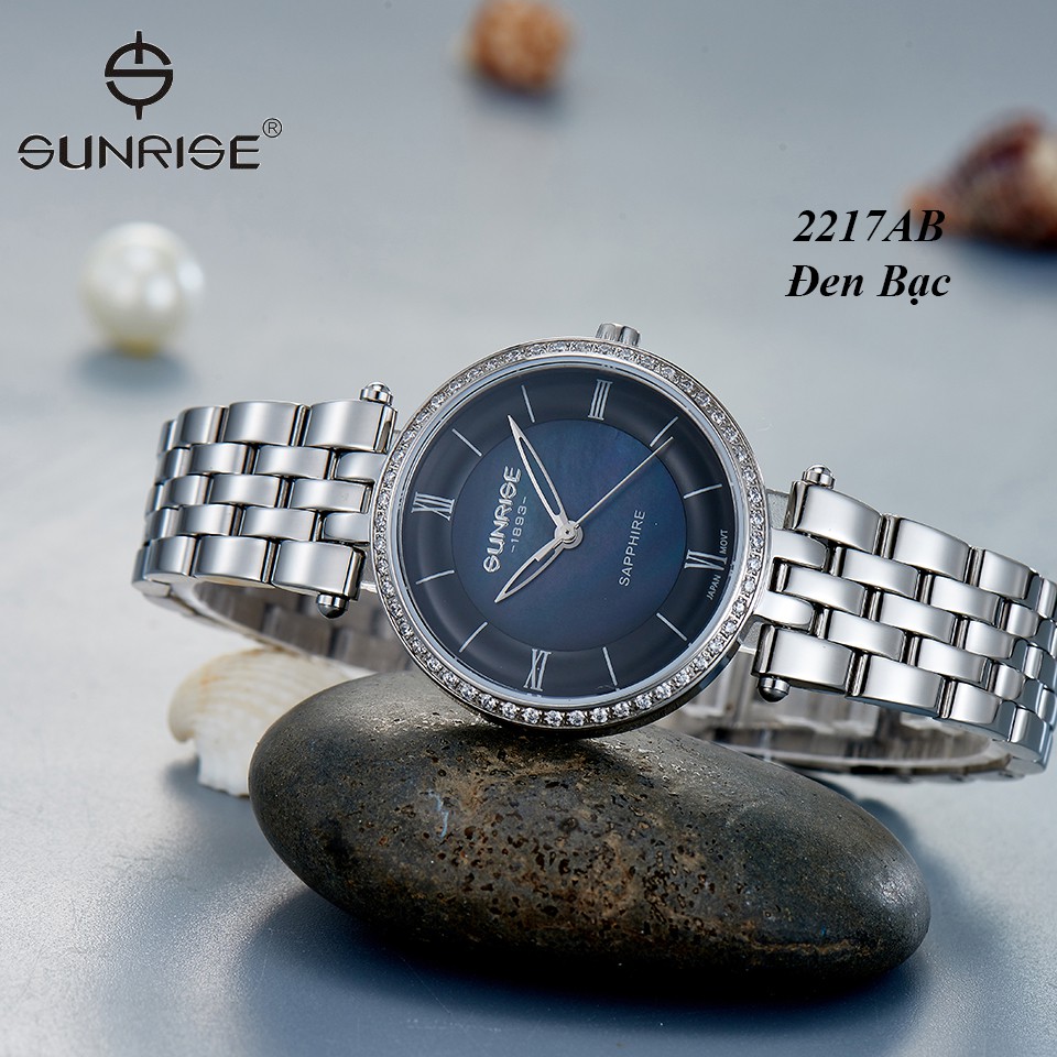 Đồng hồ nữ siêu mỏng Sunrise 2217AB Đính Đá kính Sapphire chống xước - Fullbox chính