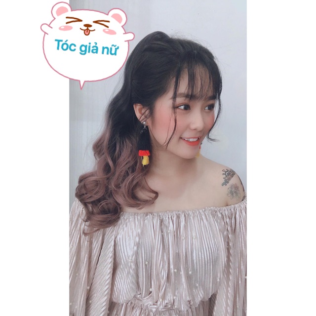 Tóc giả ngoặm / Free ship 99k / Toc giả ngoặm omber hồng khói