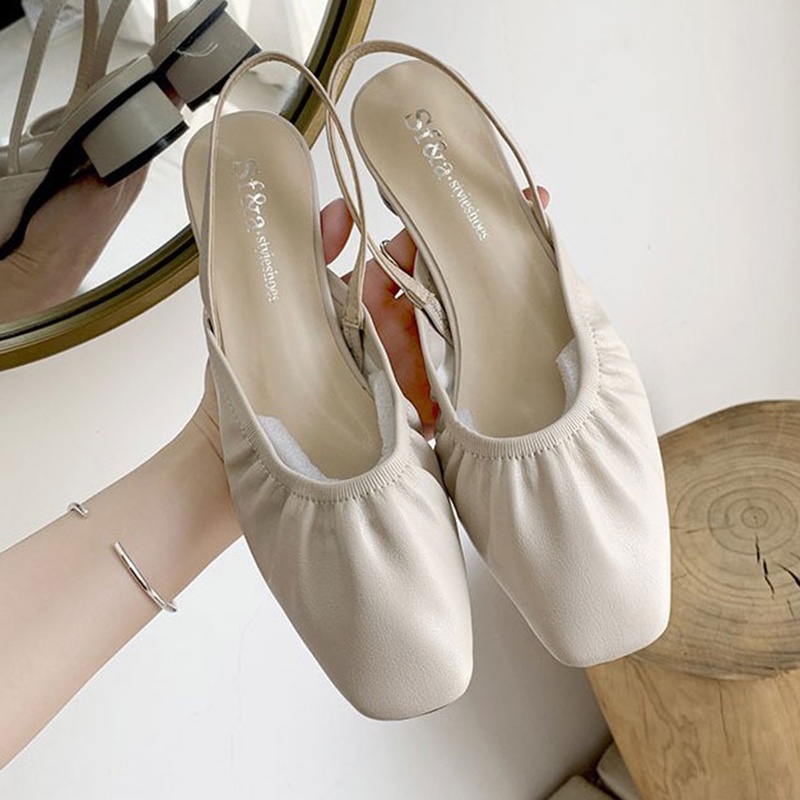 Xăng đan Mũi Vuông Không Gót Thời Trang Cho Nữ