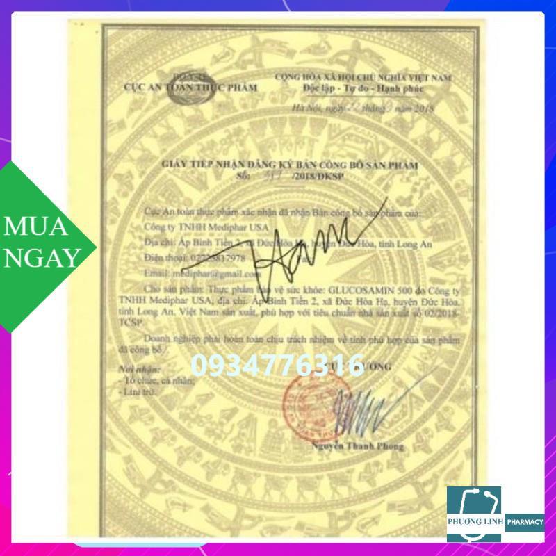 GLUCOSAMIN 500 - HỖ TRỢ TĂNG TIẾT DỊCH KHỚP CHÍNH HÃNG HIỆU QUẢ CAM KẾT NHƯ HÌNH HỘP 100 VIÊN