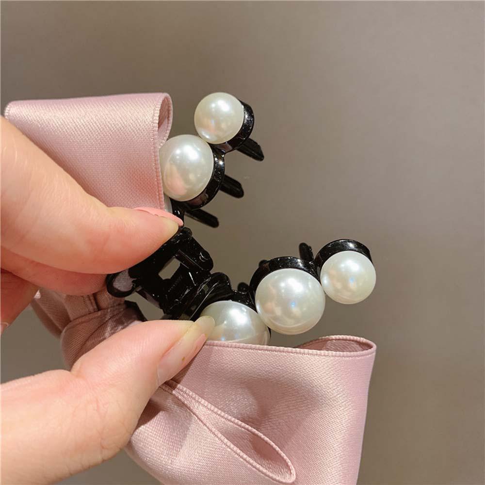 NICKOLAS Kẹp Tóc Càng Cua Đính Nơ Và Ngọc Trai Nhân Tạo Phong Cách Hàn Quốc Cho Nữ