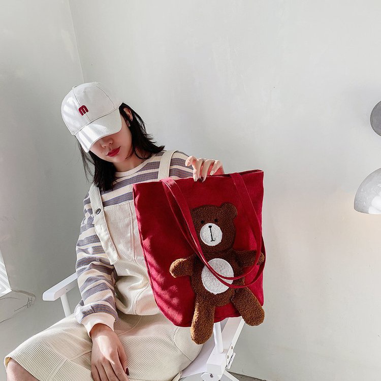 Túi Xách Canvas Cỡ Lớn In Họa Tiết Hoạt Hình Đơn Giản Cho Nữ