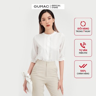 Áo sơ mi nữ cổ trụ GUMAC đồ công sở thanh lịch AB492