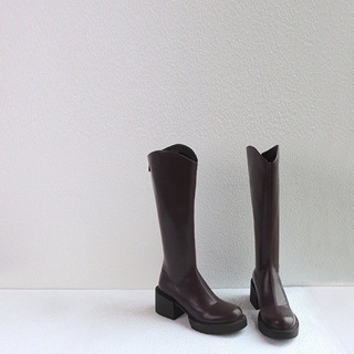 Boot đùi da cổ V đế cao 6cm bốt da nữ cá tính [ ORDER ] M4