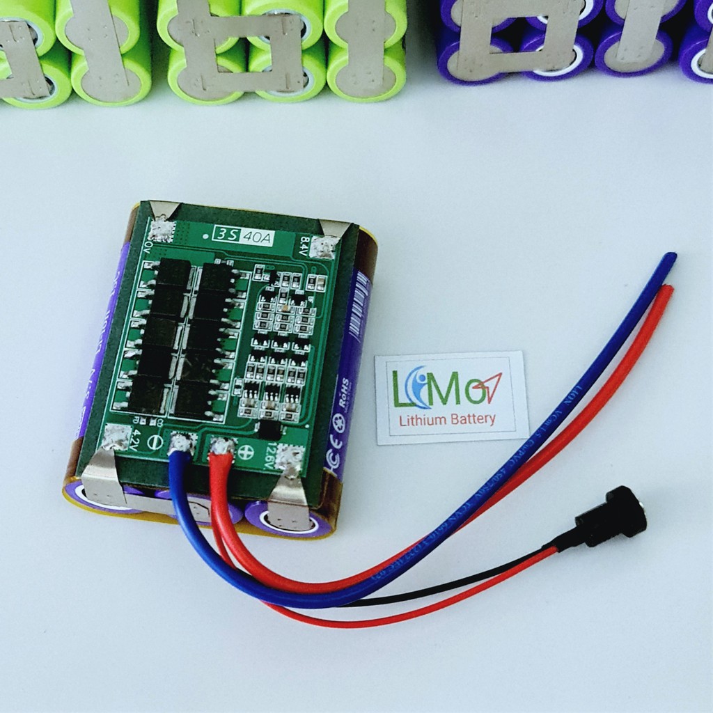 Pin 3S 12.6V  2.2Ah và 4.4Ah 40A . Pin máy khoan dùng cell TIANVN dòng xả cao - LIMO