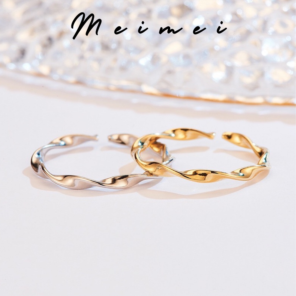 Nhẫn đôi nhẫn trơn 2 màu Meimei N0017