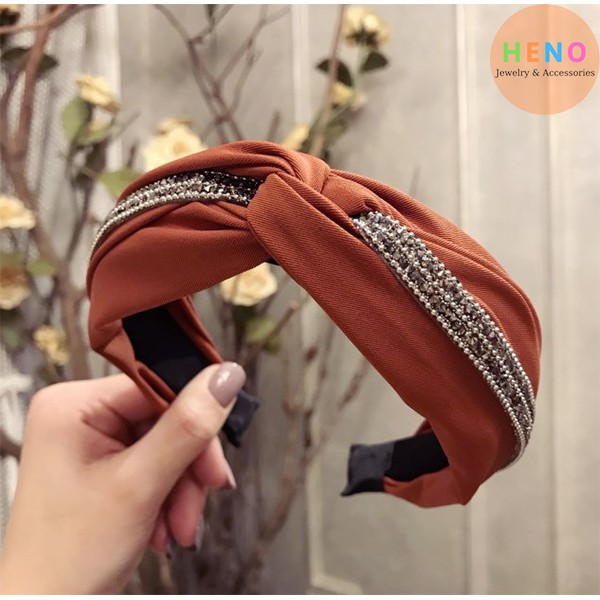 Bờm tóc turban nơ đính đá phong cách thời trang B22 Heno'Shop
