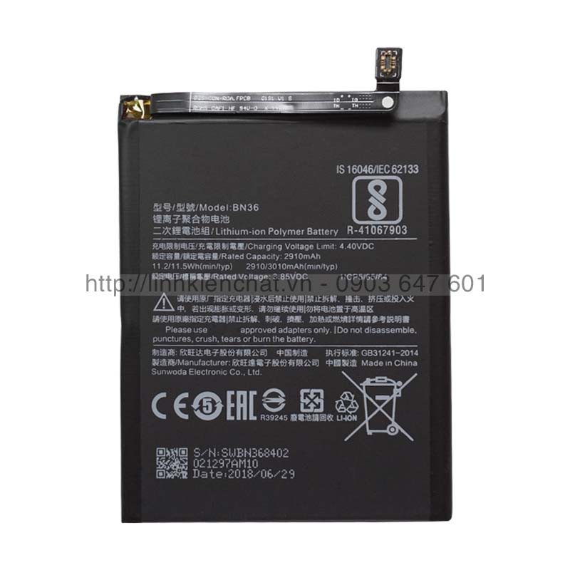 Pin Xiaomi Mi 6X Mi6X 3010mAh Zin - Hàng nhập Khẩu