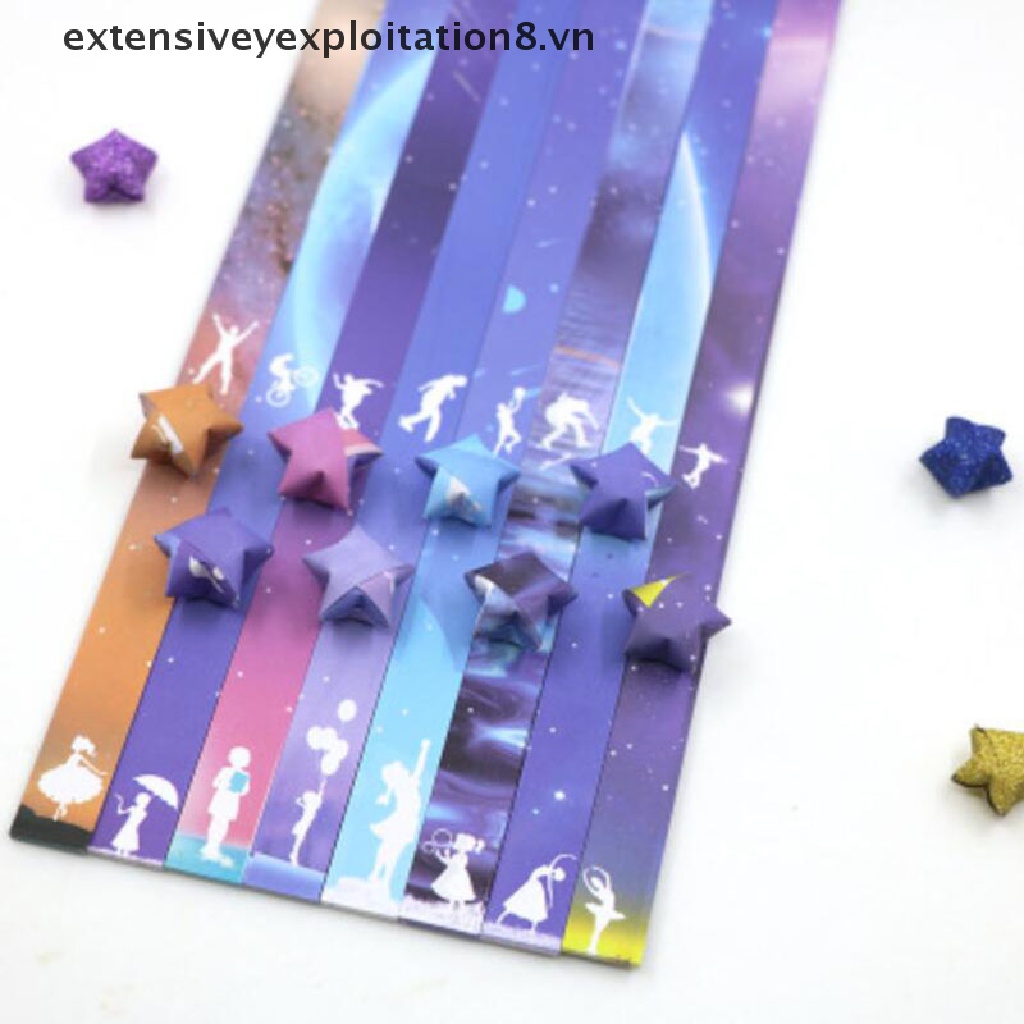 Set 136 tờ giấy gấp sao may mắn Origami họa tiết vũ trụ xinh xắn