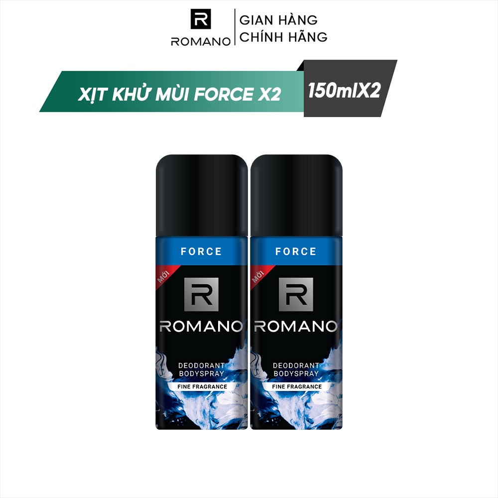 Combo 2 Xịt toàn thân Romano ngăn mồ hôi và mùi cơ thể 150ml/chai