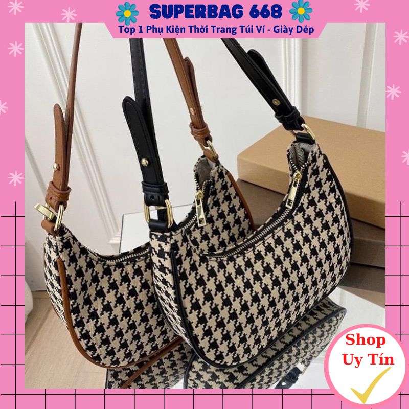 Túi kẹp nách túi đeo vai nữ kẻ da dạ én Superbag668 414