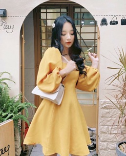 Mẫu đầm xoè tay phồng