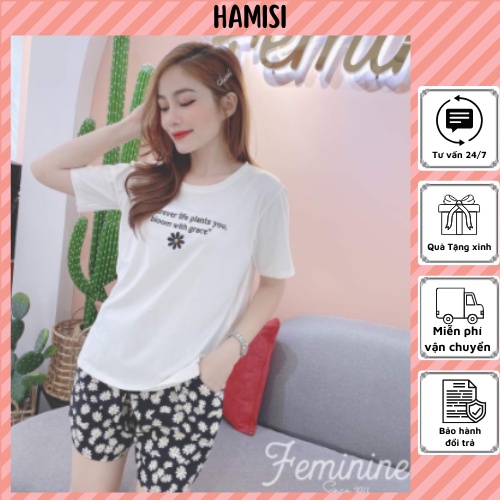 Đồ Bộ Nữ Bigsize Mặc Nhà cotto Thun Thêu Đẹp 1 HOA CÚC ĐÙI DBD5