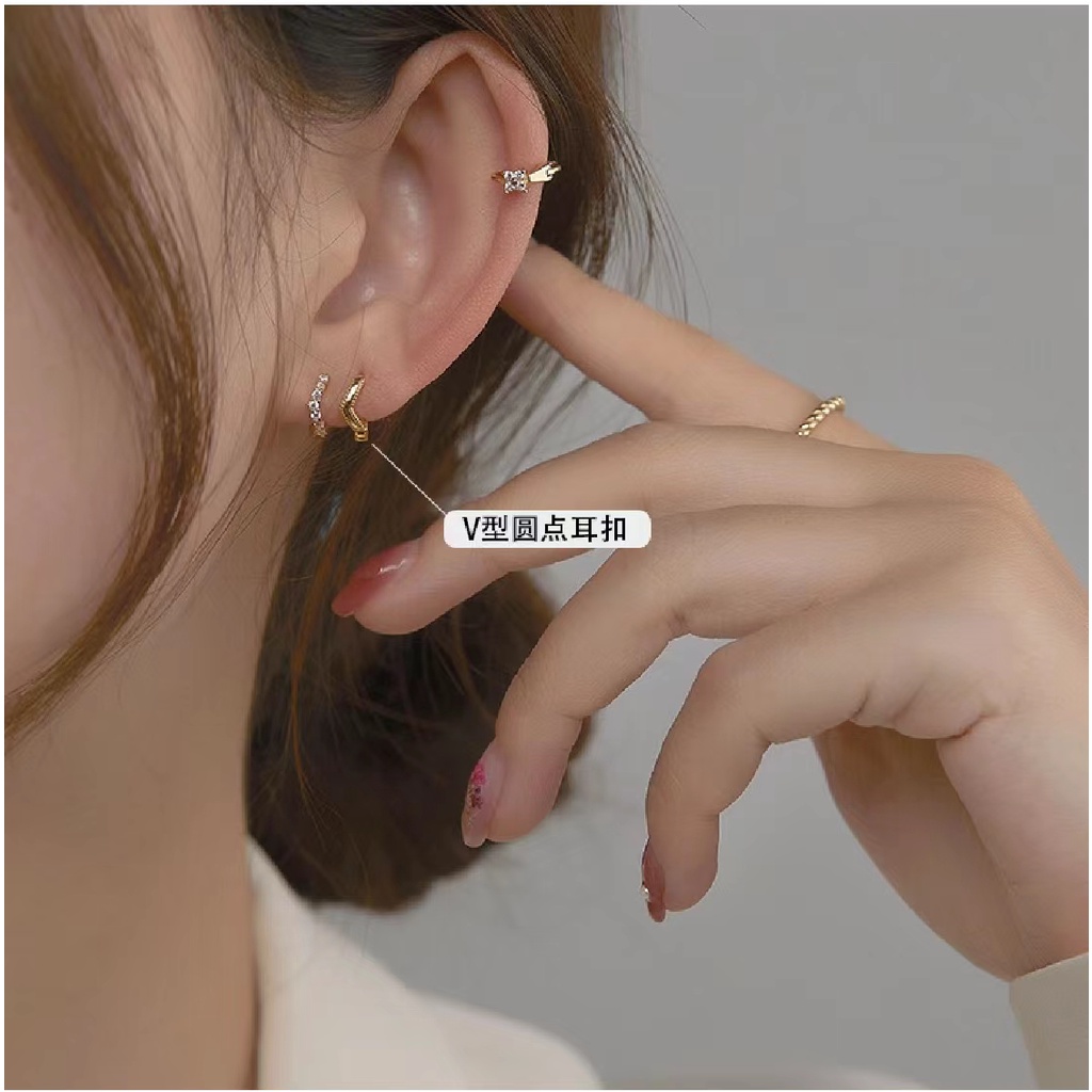 Bông Tai Đính Kim Cương Thời Trang Đơn Giản Dễ Phối Đồ Kiểu Mới