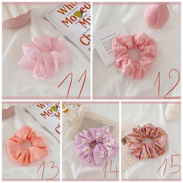 Cột tóc vải Scrunchies nhiều họa tiết