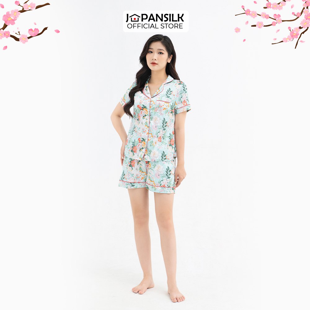 Bộ Đồ Ngủ Pijama Lụa Satin Cao Cấp JAPAN SILK Mùa Hè Họa Tiết Sang Trọng