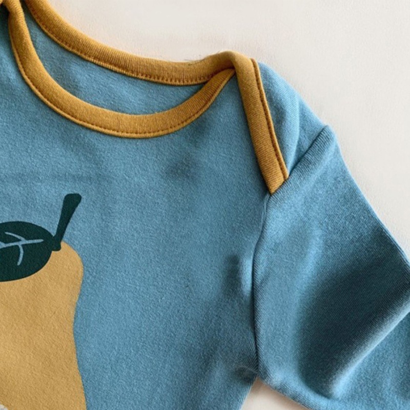 Bộ Áo Liền Quần Tay Dài Kèm Nón In Họa Tiết Trái Cây Dễ Thương Cho Bé Trai Và Gái