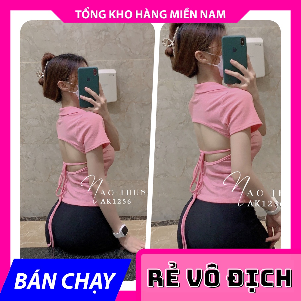 ÁO THUN GÂN HƠ LƯNG ⚡ẢNH THẬT⚡ ÁO KIỂU CROPTOP HỞ LƯNG ⚡ ÁO HỞ LƯNG ⚡ ÁO KIỂU NỮ BUỘC NƠ