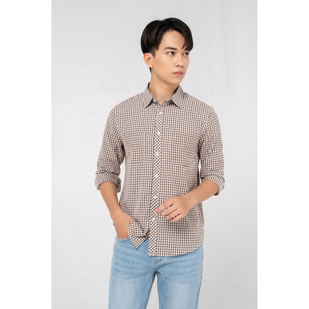 Áo sơ mi nam Yody kẻ phối trẻ trung năng động SMM3029