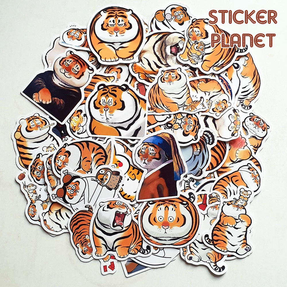 Sticker hình dán hổ đáng yêu cute trang trí mũ bảo hiểm, đàn, guitar, ukulele, điện thoại laptop,macbook,vali