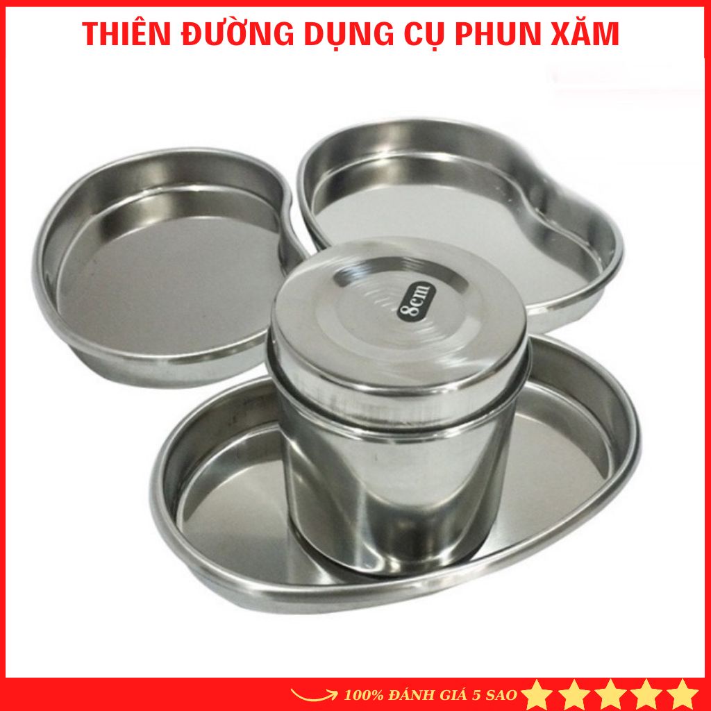 Khay hạt đậu và hũ inox đựng dung cụ y tế phun xam DCPX