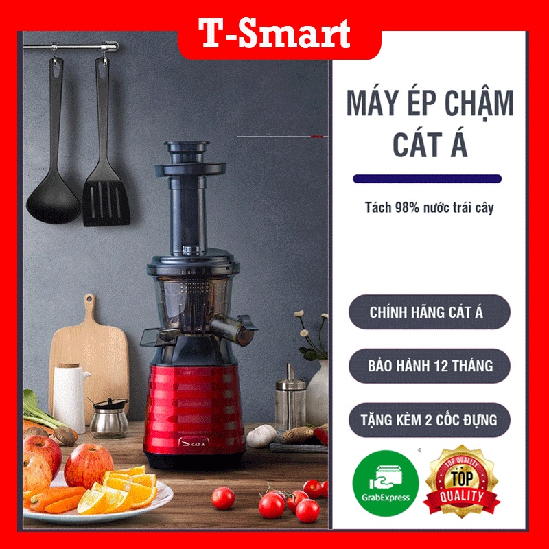 Máy ép chậm hoa quả CÁT Á, Máy Ép Trái Cây Hoa Quả Giữ 98% Lượng Nước, Ép Rau Củ Quả Chưa Tới 2 Phút