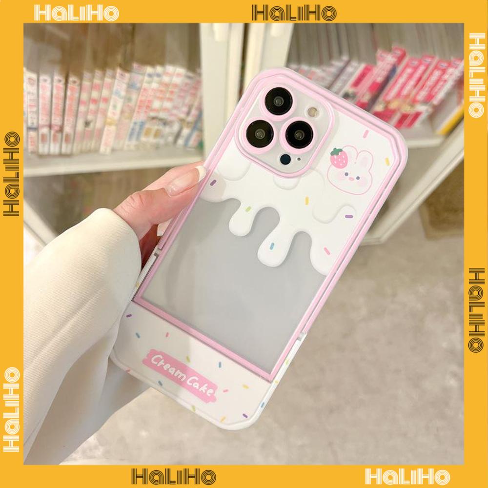 iPhone Case Acrylic Invisible Folding Stand Silicone Soft Case Airbag Shockproof Cover Camera Cream Bunny Cute Compatible For iPhone 11 Pro Max 13 Pro Max 12 Pro Max 7Plus xr XS