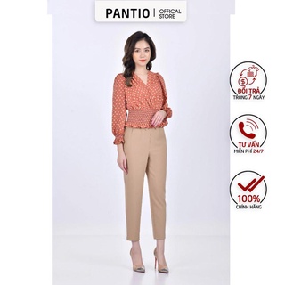 Fas32883 - áo sơ mi hoạ tiết chấm bi chun bo eo dài tay - pantio