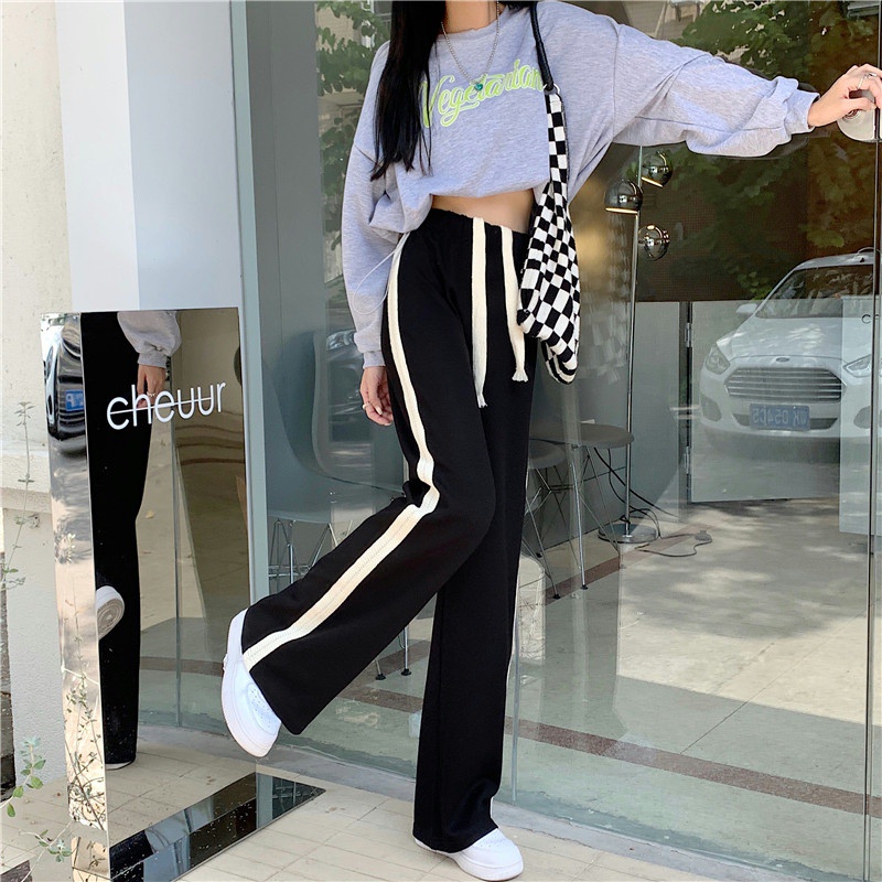 Xiaozhainv Quần dài lưng cao ống suông phong cách Hàn Quốc thời trang dành cho nữ