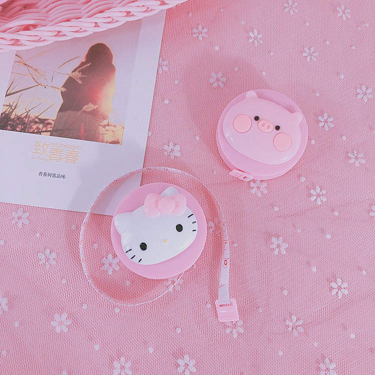 Thước Dây Cuộn Tròn Hình Con Heo Và Hello Kitty 1,5 m