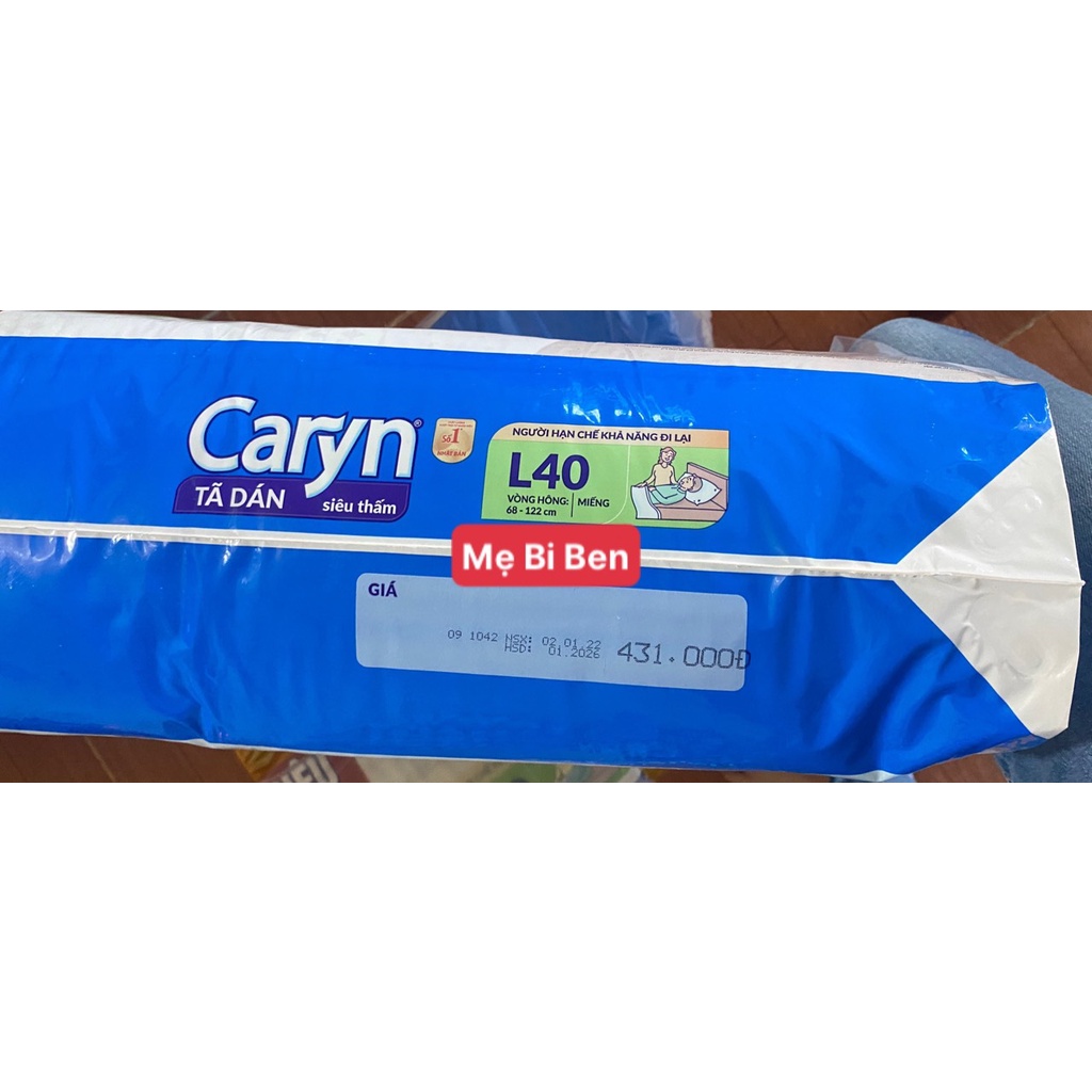 [HÀNG TẶNG KÈM] Tã Bỉm Dán Người lớn siêu thấm Caryn Size M40, ML40 miếng