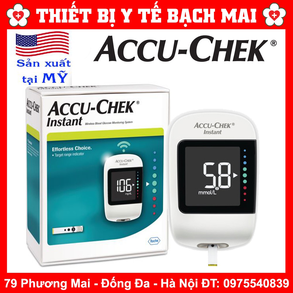 [mmol/L] Máy Đo Đường Huyết Accu-chek Instant + 25 Que Thử + 10 Kim Chích Máu