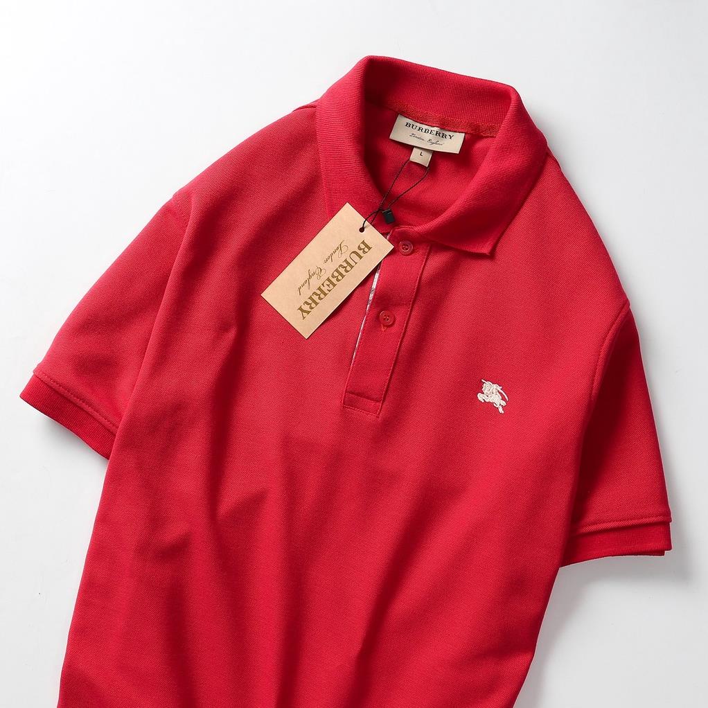 Áo thun nam có cổ xuất khẩu, áo thun polo BURBERRY tay ngắn vải cotton gai co giãn màu đỏ !