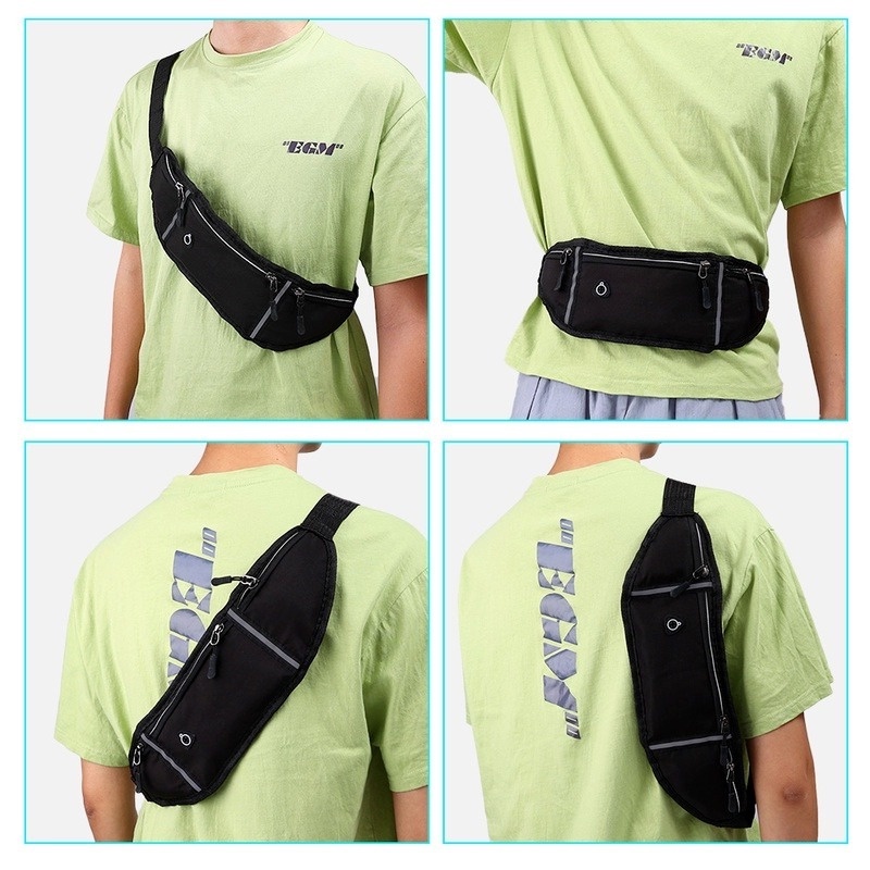 1 Túi Đeo Hông Đựng Điện Thoại Bằng Vải Oxford Nhẹ Thoáng Khí Chống Nước Thể Thao Cho Unisex